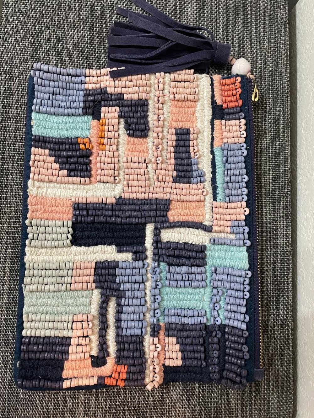Anthropologie colorful beaded embroidery clutch